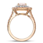  Fancy Orangy Pink Cushion Double Halo Diamond Ring