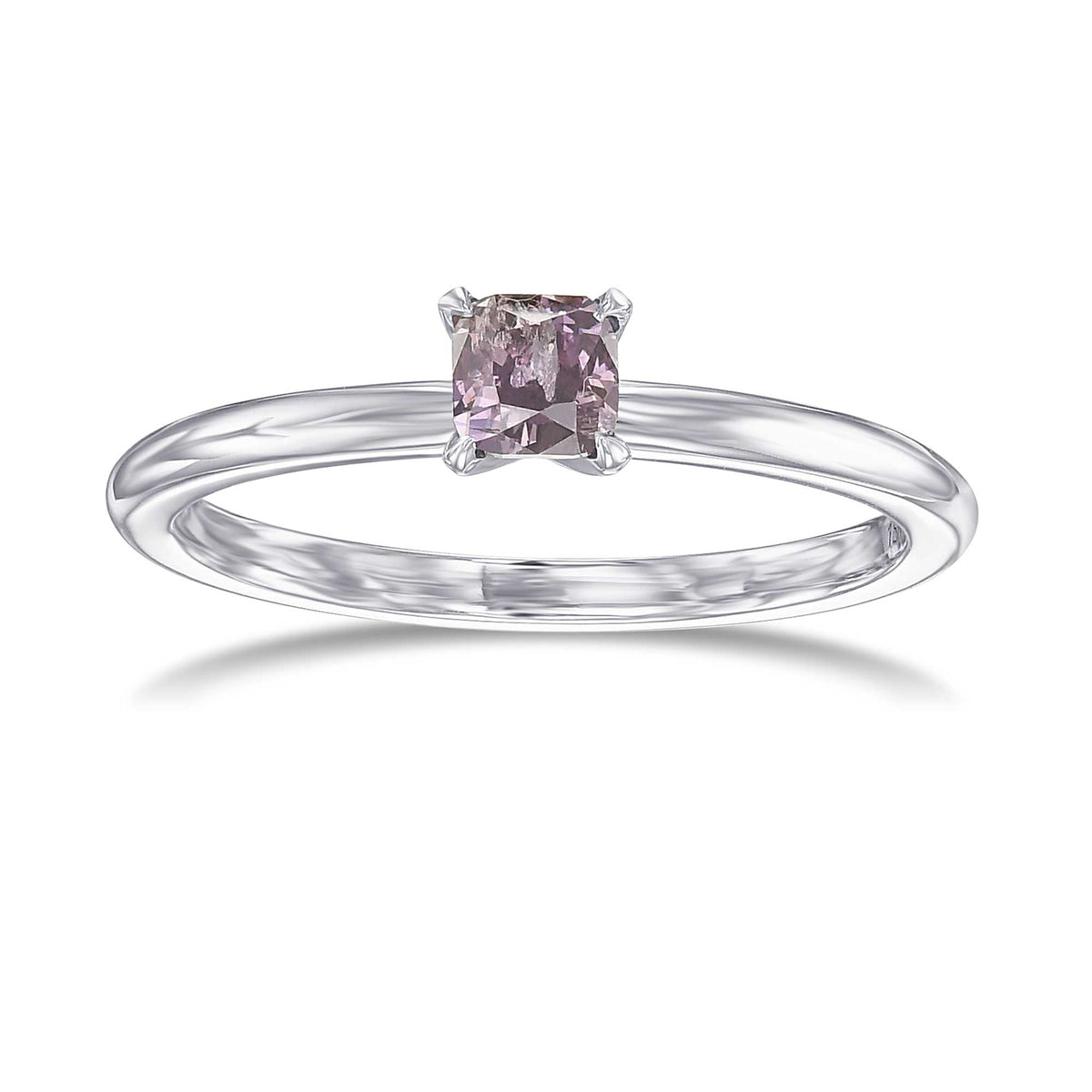 Fancy Dark Brown Purple Cushion Solitaire Diamond Ring