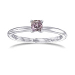 Fancy Dark Brown Purple Cushion Solitaire Diamond Ring