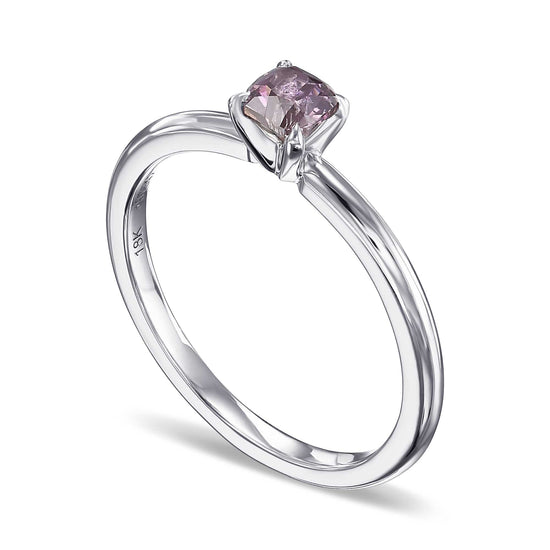 Fancy Dark Brown Purple Cushion Solitaire Diamond Ring