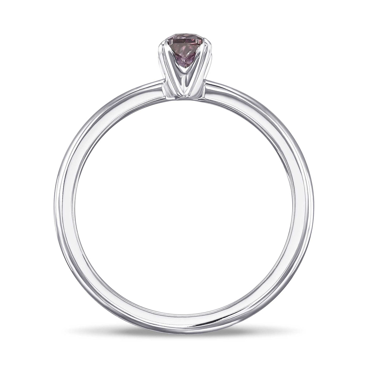 Fancy Dark Brown Purple Cushion Solitaire Diamond Ring
