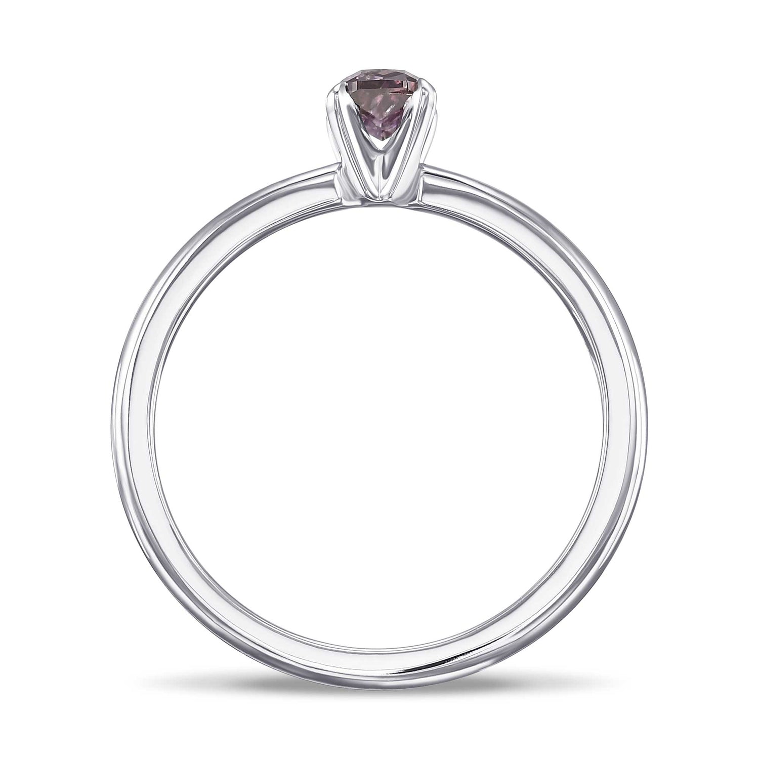 Fancy Dark Brown Purple Cushion Solitaire Diamond Ring