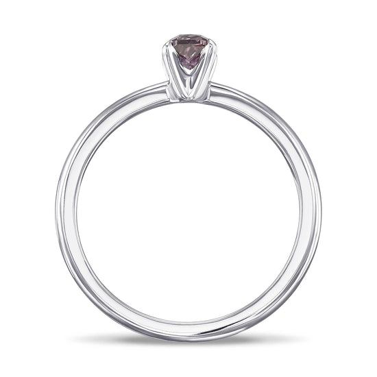 Fancy Dark Brown Purple Cushion Solitaire Diamond Ring