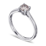 Round Fancy Brown Pink Solitaire Diamond Ring