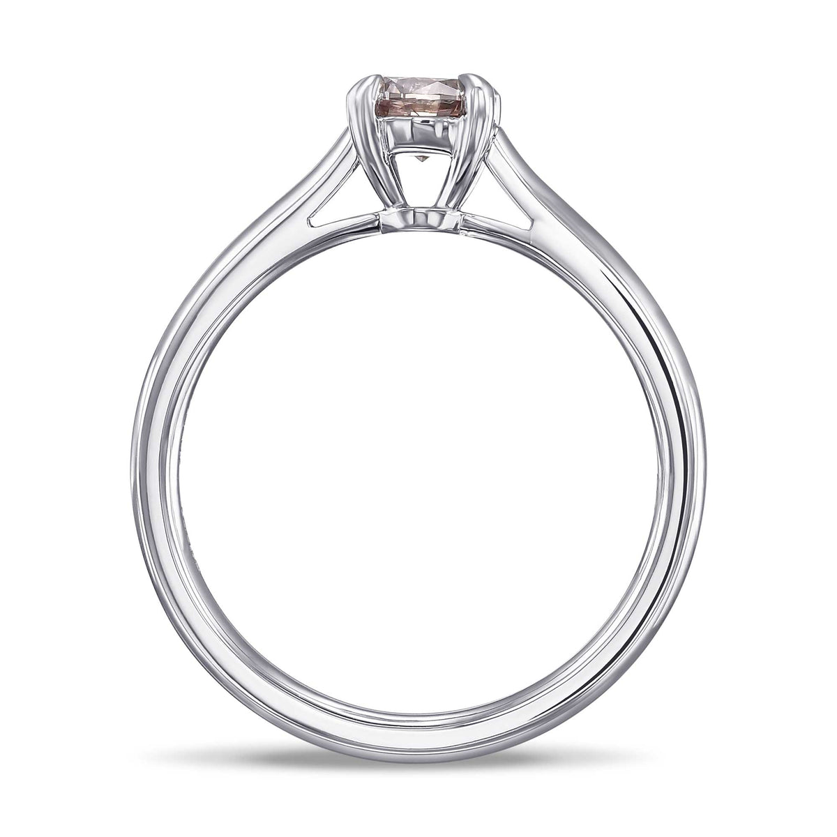 Round Fancy Brown Pink Solitaire Diamond Ring