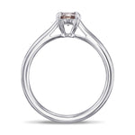 Round Fancy Brown Pink Solitaire Diamond Ring