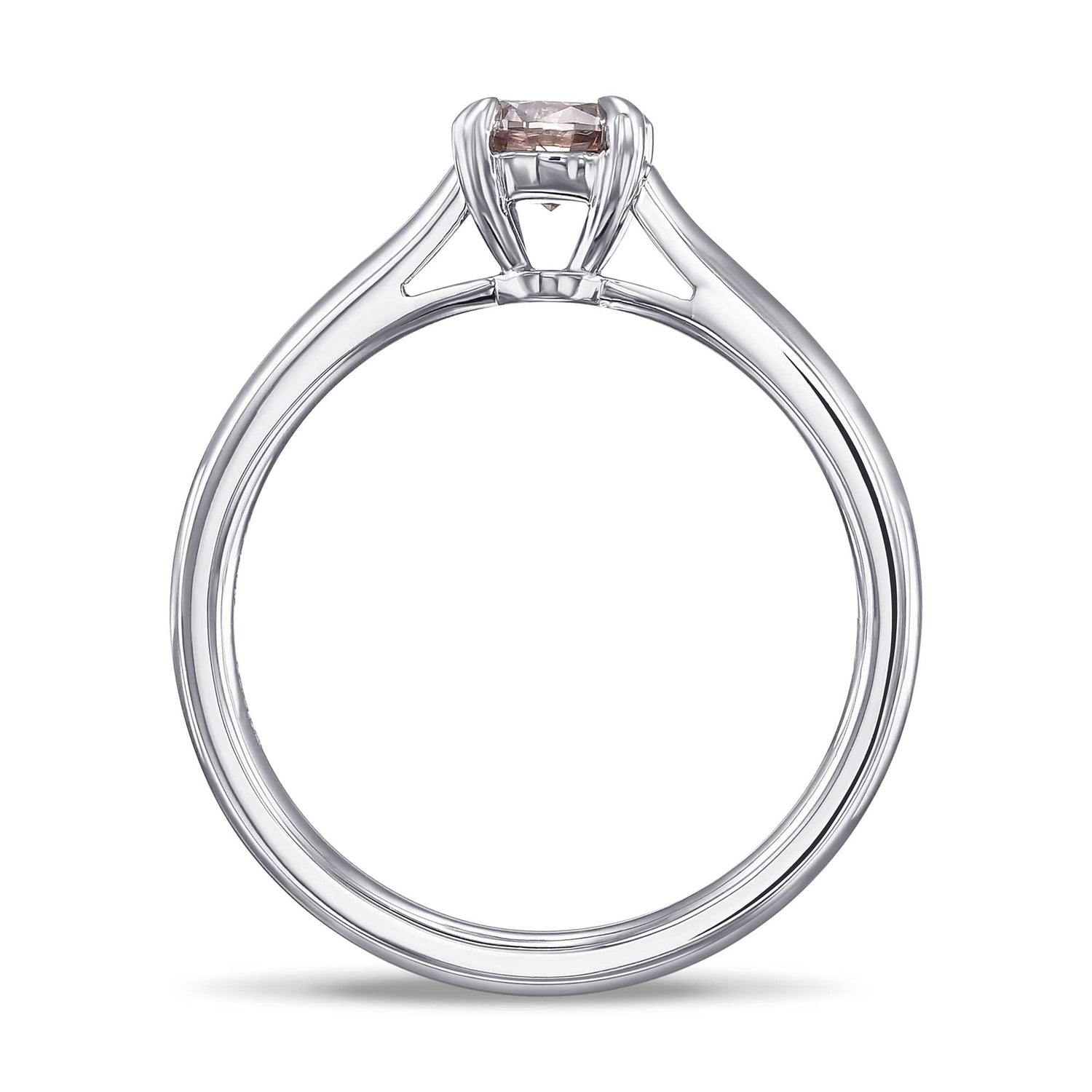 Round Fancy Brown Pink Solitaire Diamond Ring