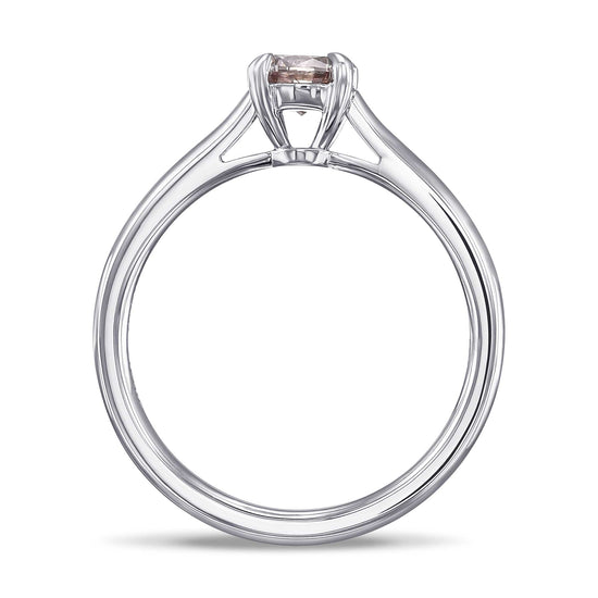 Round Fancy Brown Pink Solitaire Diamond Ring