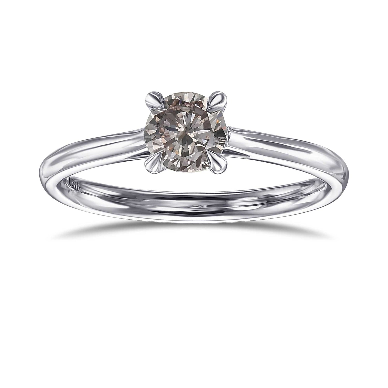 Round Fancy Brown Pink Solitaire Diamond Ring
