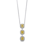 Fancy Intense Yellow Cushion 3-stone Halo Pendant