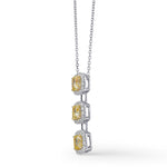 Fancy Intense Yellow Cushion 3-stone Halo Pendant