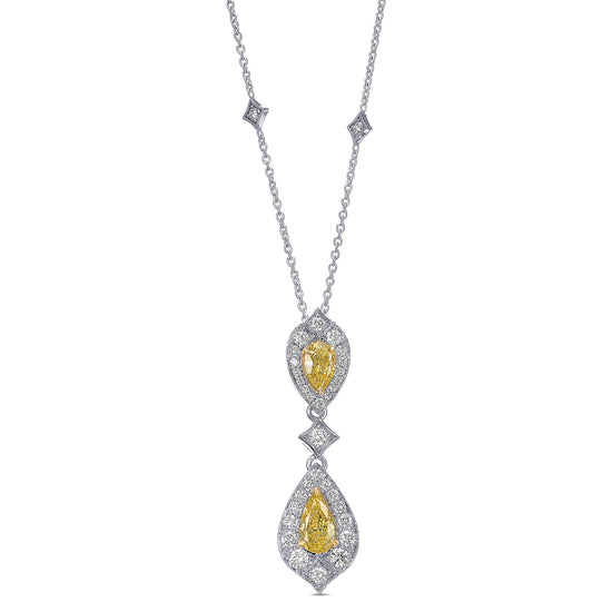 Fancy Intense Yellow Double Drop Diamond Pendant