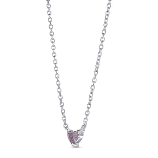 Fancy Intense Pinkish Purple Heart Solitaire Diamond Pendant