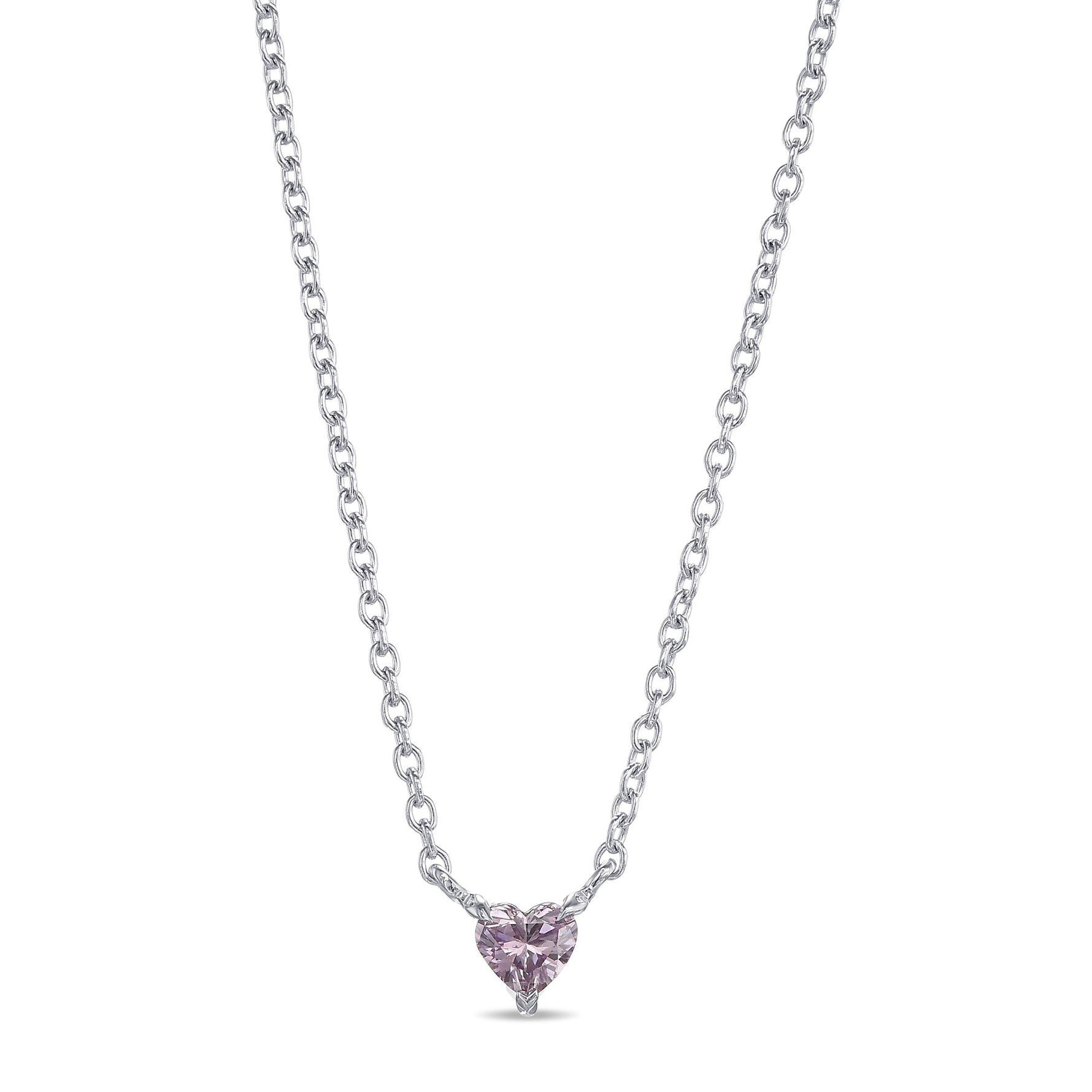 Fancy Intense Pinkish Purple Heart Solitaire Diamond Pendant
