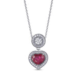 Heart Ruby & Diamond Halo Pendant