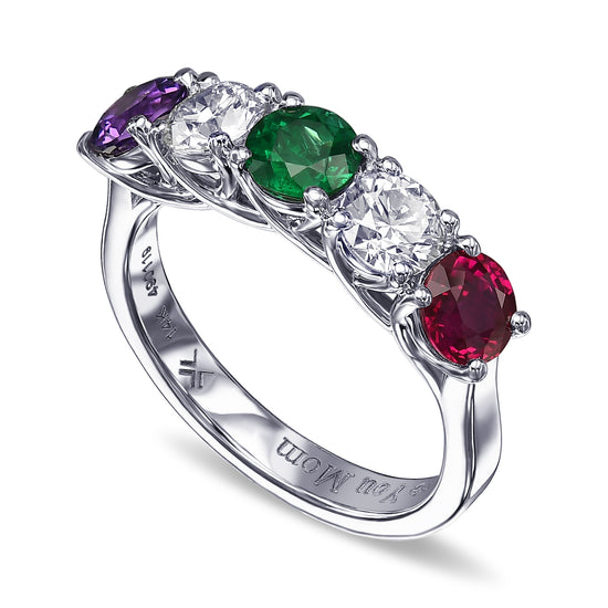 Five-stone Gemstone & Diamond Ring