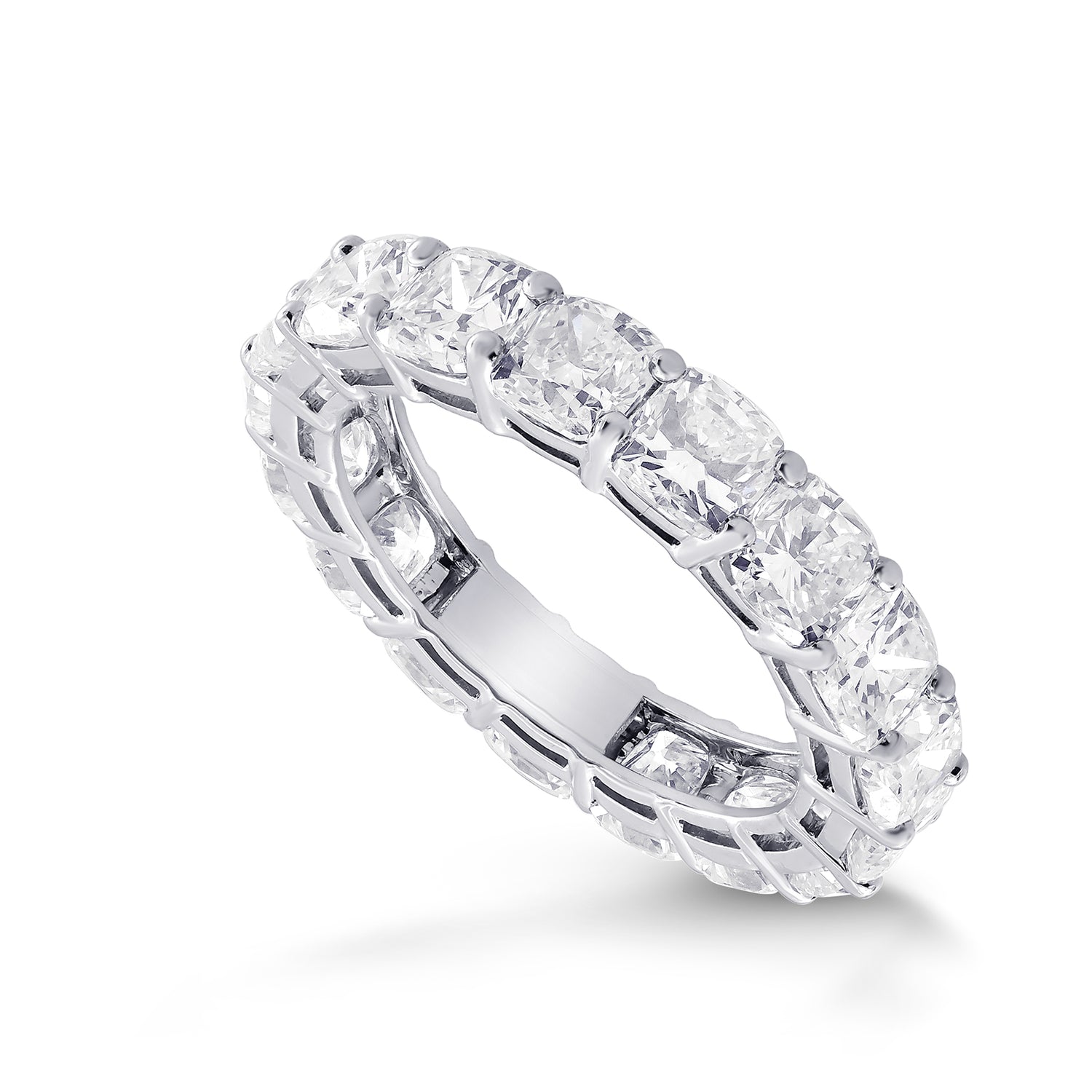 Platinum Cushion-Cut Diamond Full Eternity Band Ring
