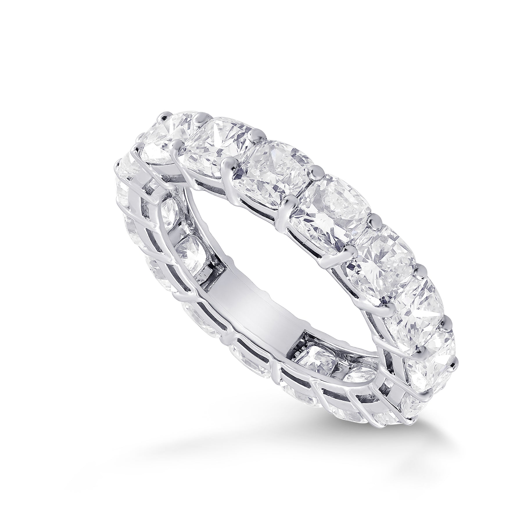 Platinum Cushion-Cut Diamond Full Eternity Band Ring