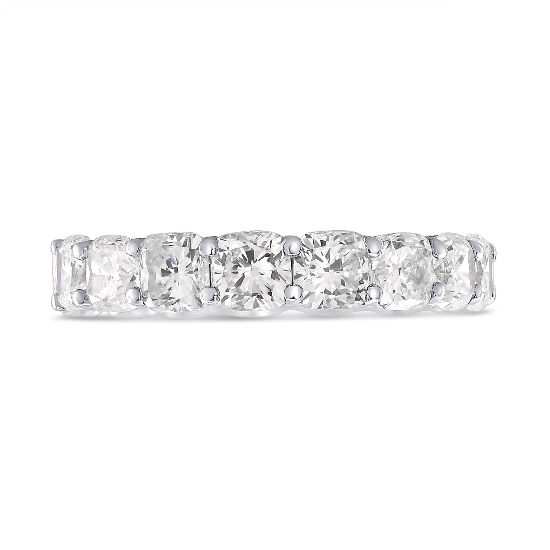 Platinum Cushion-Cut Diamond Full Eternity Band Ring
