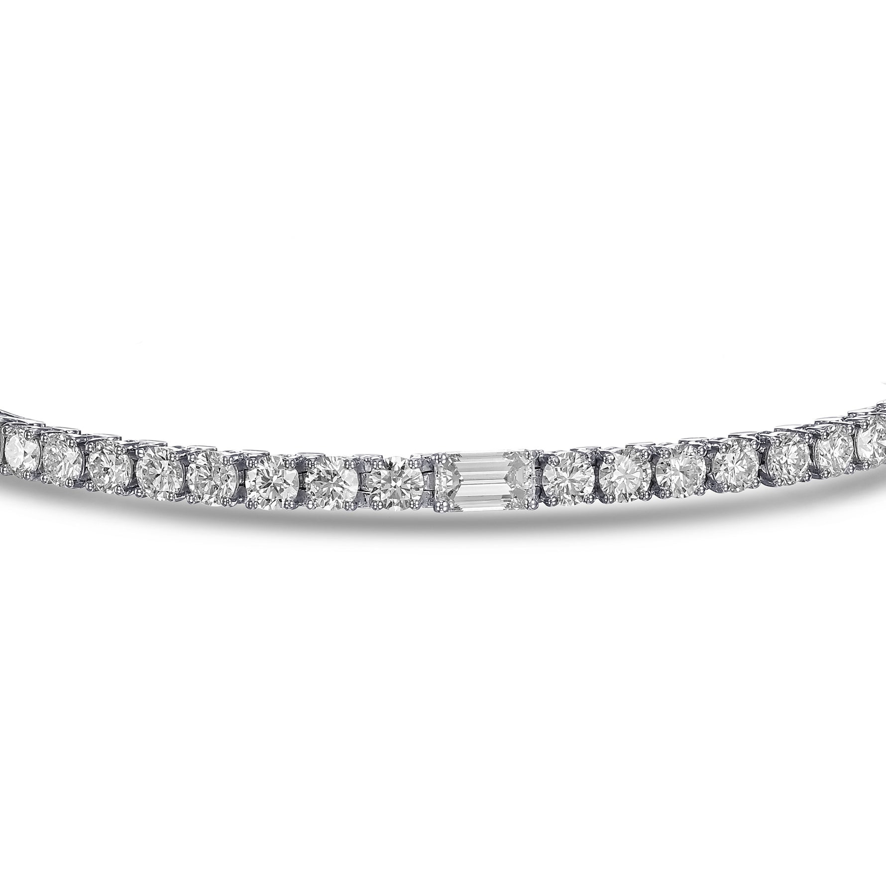 Round & Emerald Diamond Tennis Bracelet