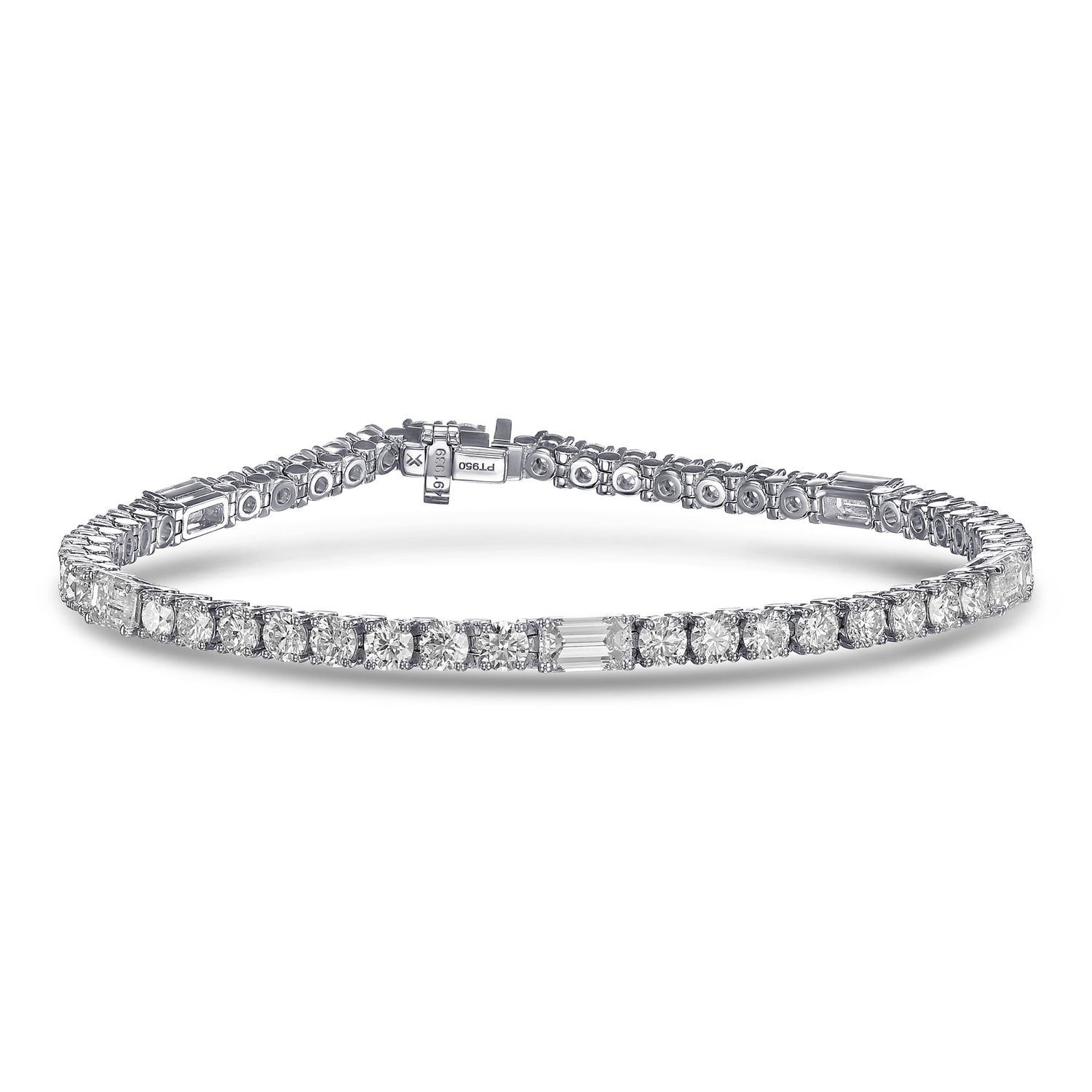 Round & Emerald Diamond Tennis Bracelet