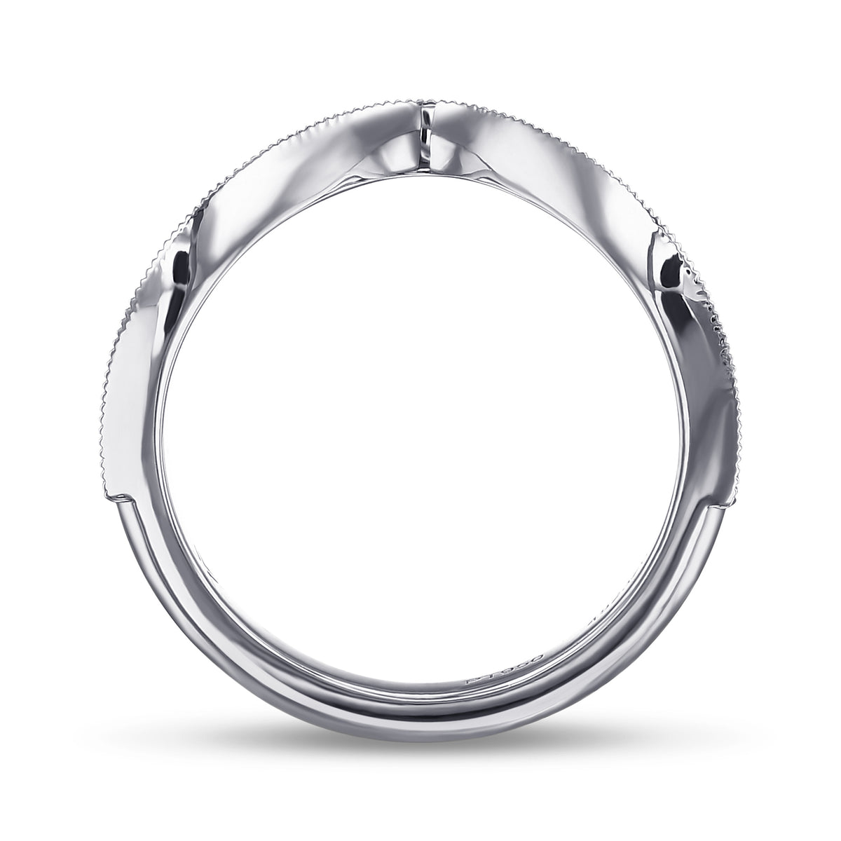 Contoured Milgrain Diamond Wedding Band