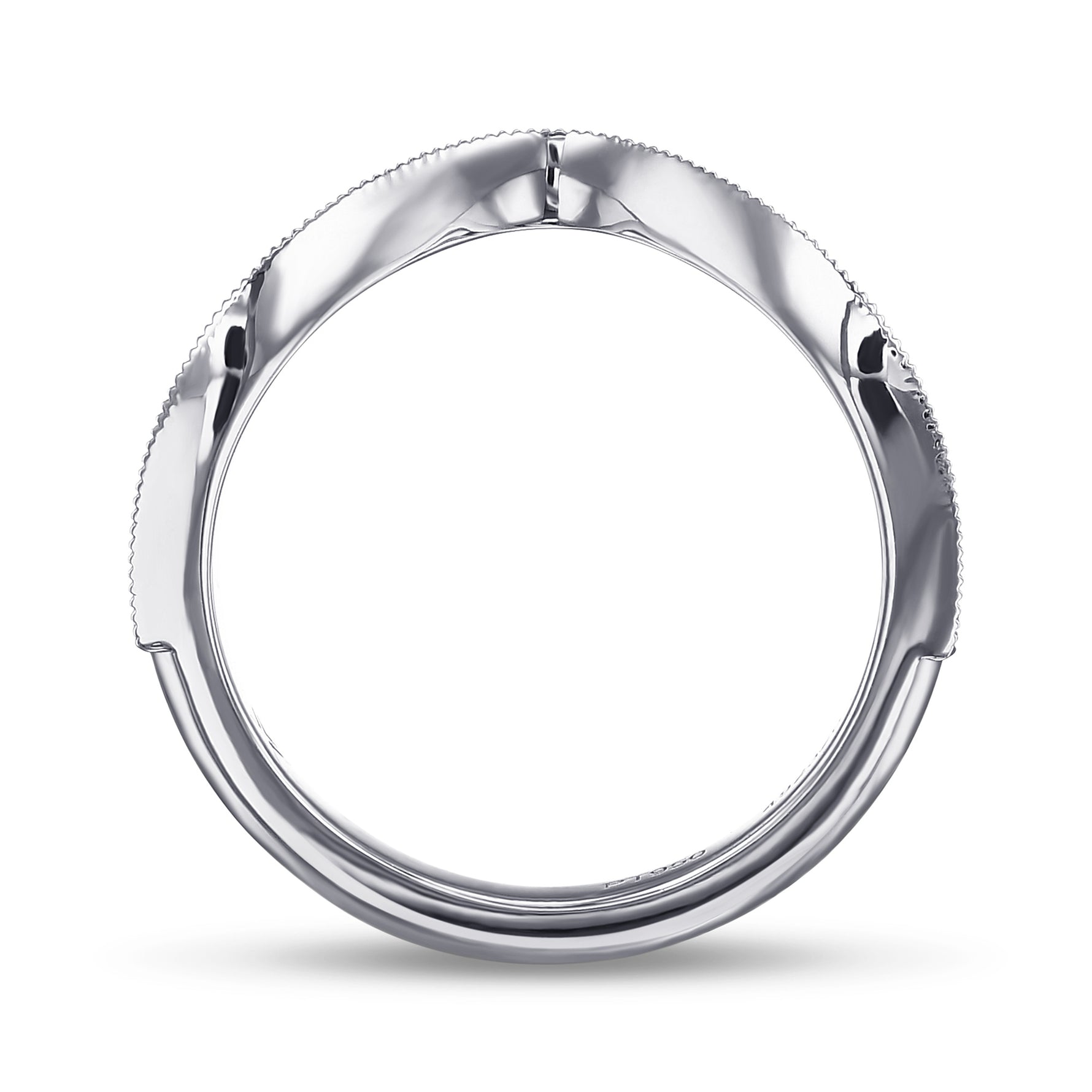 Contoured Milgrain Diamond Wedding Band