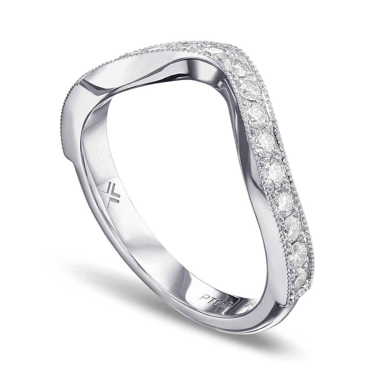 Contoured Milgrain Diamond Wedding Band