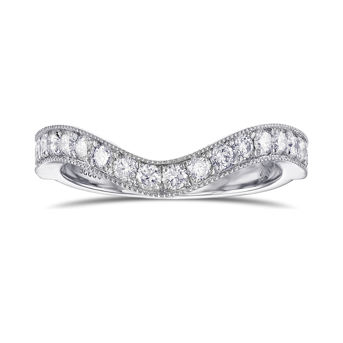 Contoured Milgrain Diamond Wedding Band