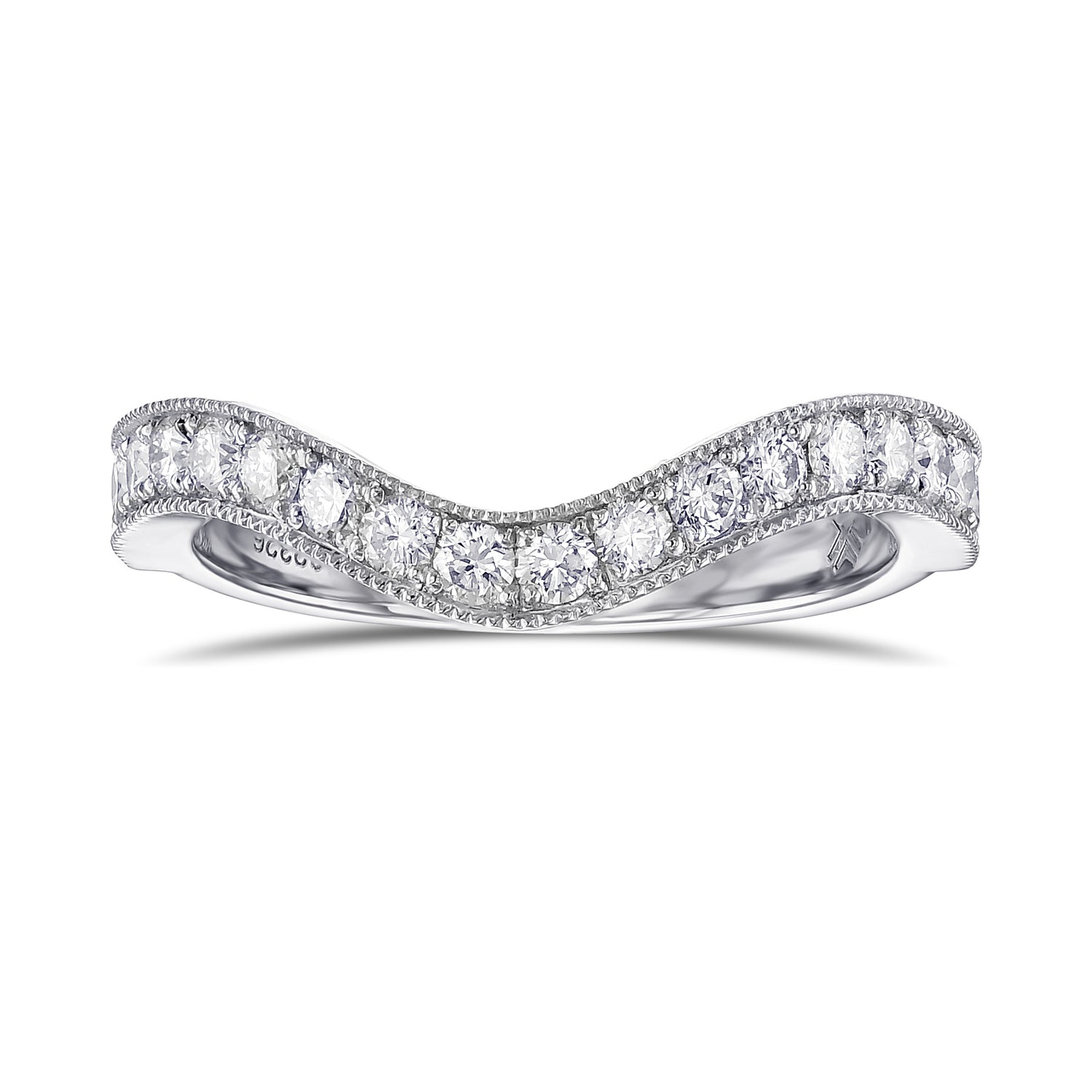 Contoured Milgrain Diamond Wedding Band