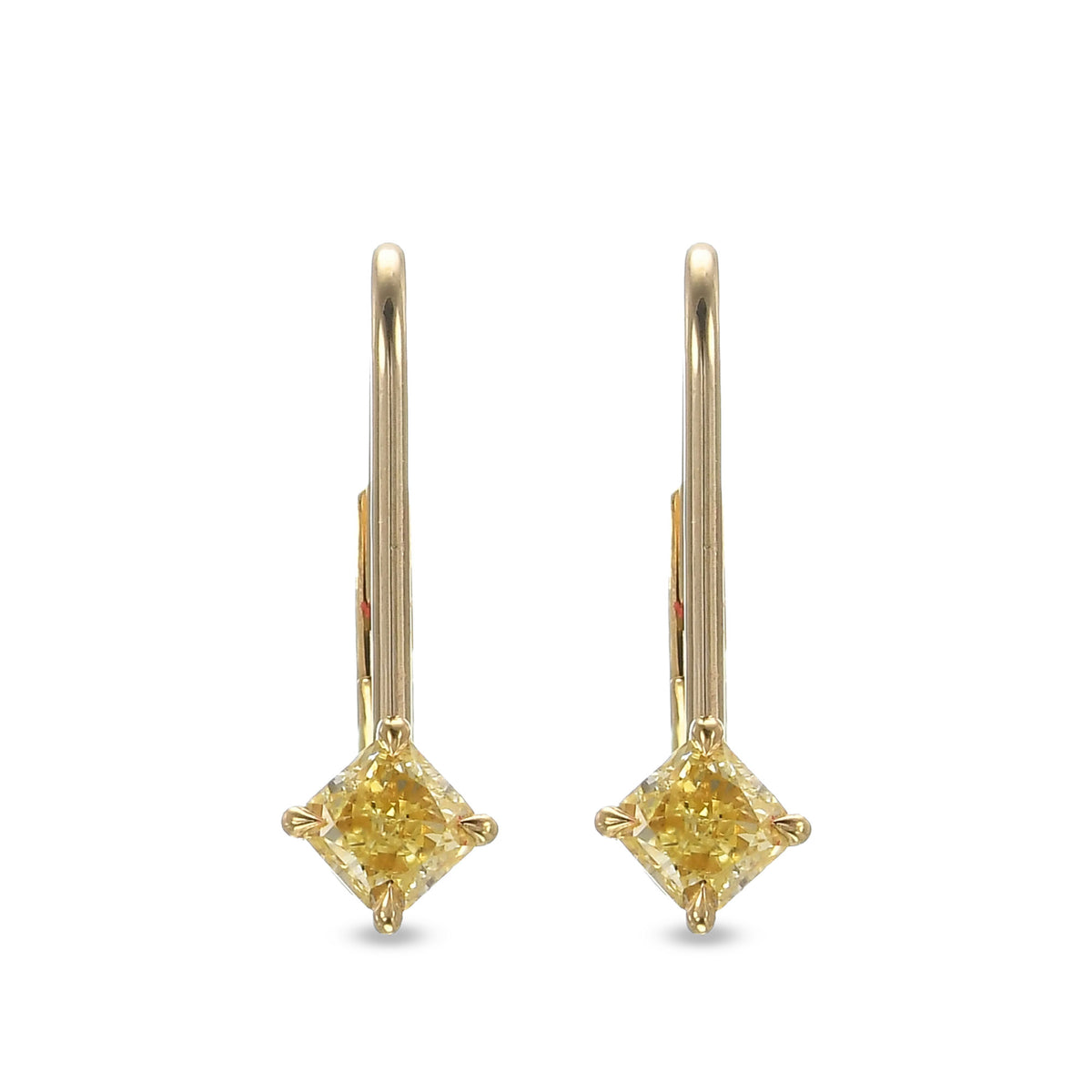 Fancy Light Yellow Radiant Diamond Drop Earrings