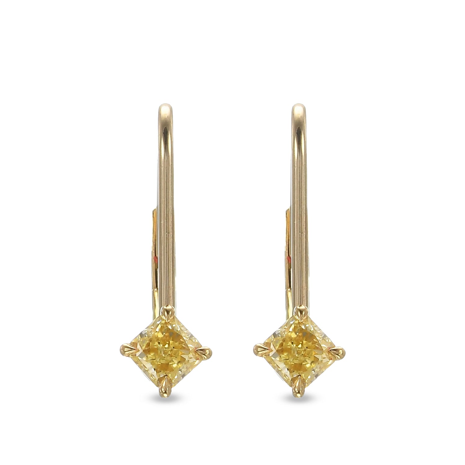 Fancy Light Yellow Radiant Diamond Drop Earrings