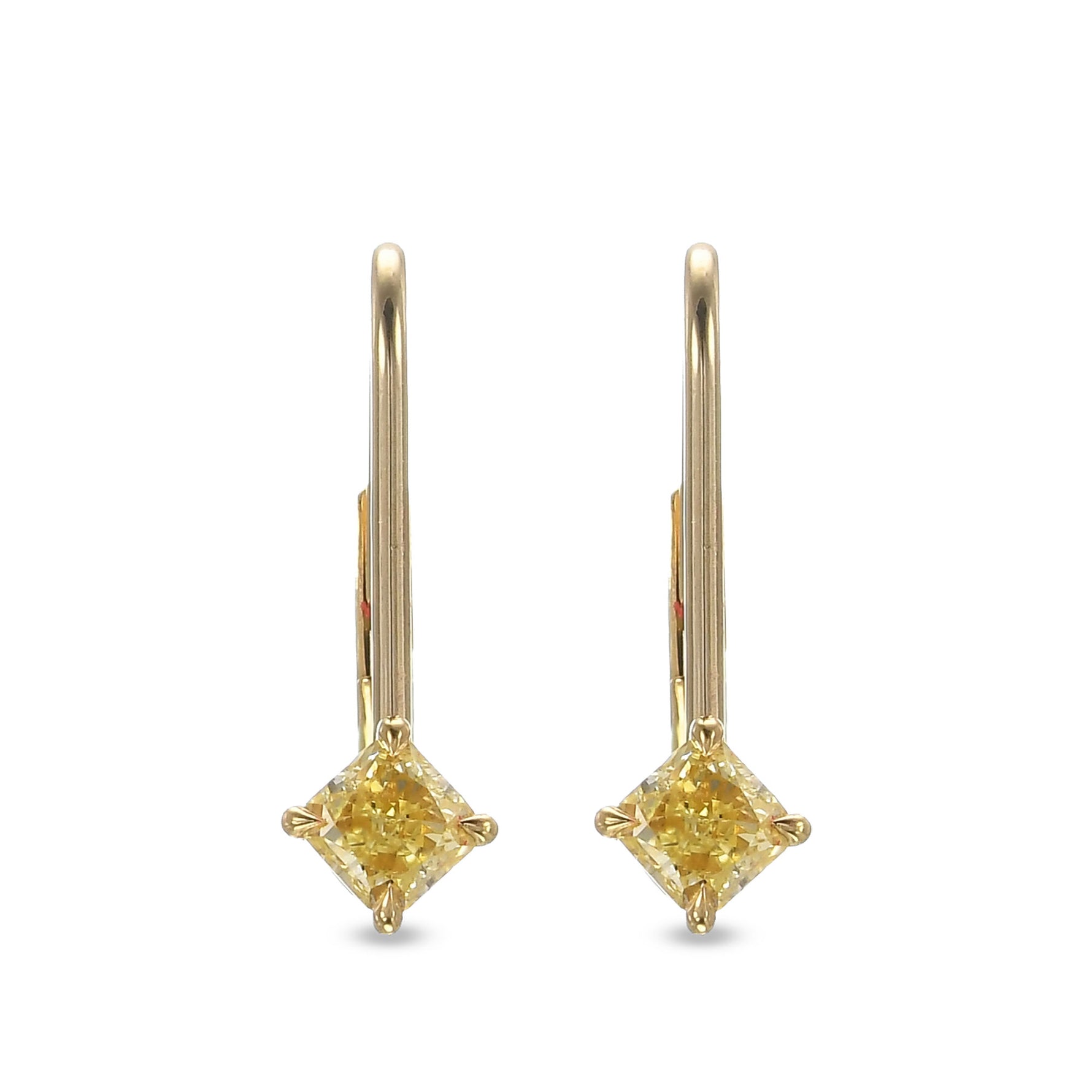 Fancy Light Yellow Radiant Diamond Drop Earrings