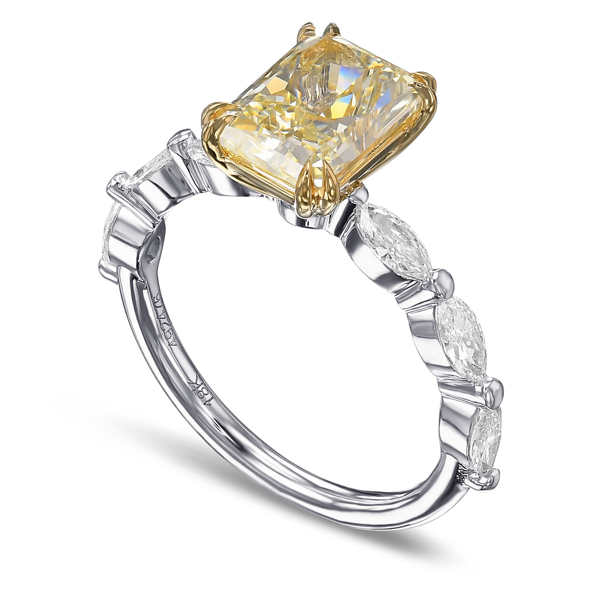 Light Yellow Radiant & Marquise Side-stone Ring