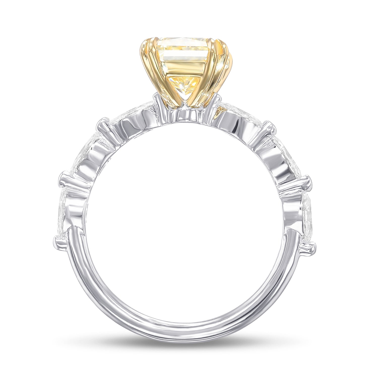 Light Yellow Radiant & Marquise Side-stone Ring