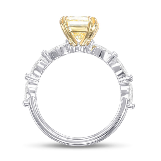 Light Yellow Radiant & Marquise Side-stone Ring