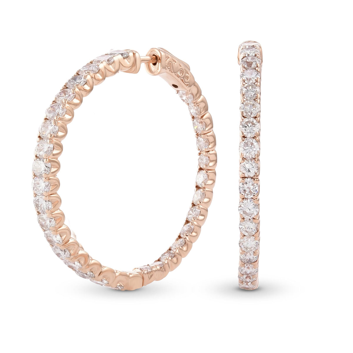 White Round Diamond Hoop Earrings