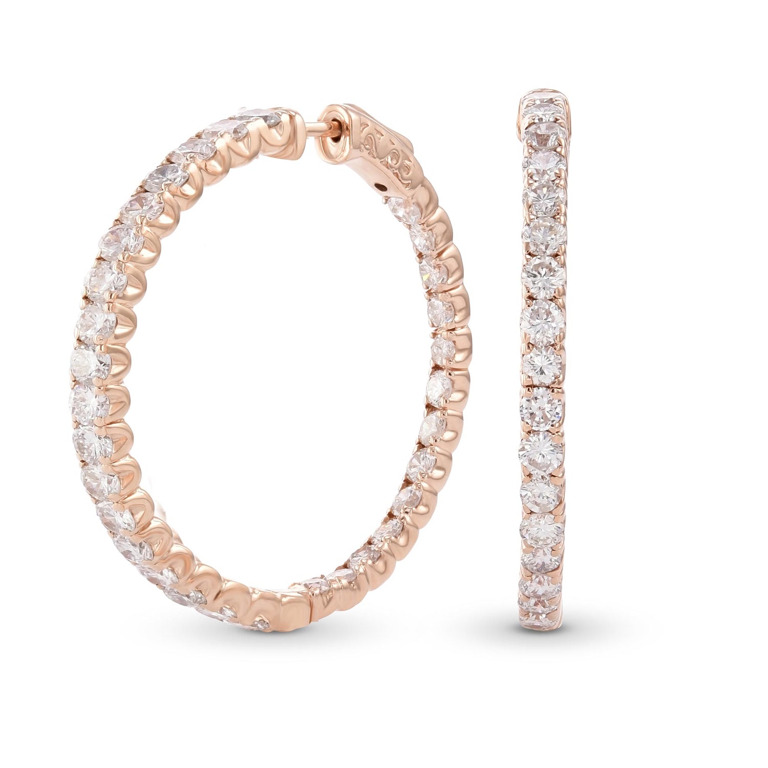 White Round Diamond Hoop Earrings