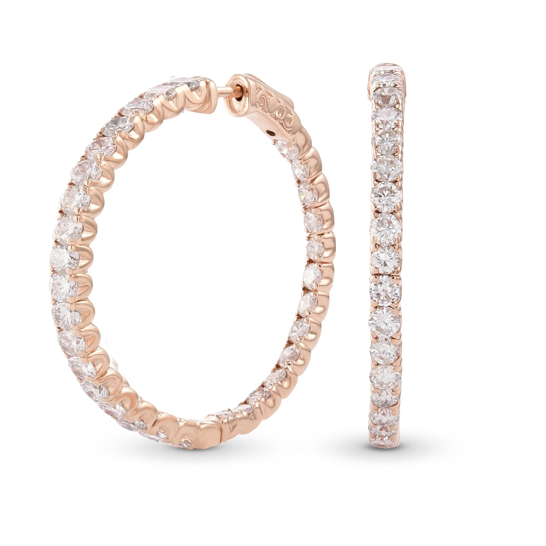 White Round Diamond Hoop Earrings
