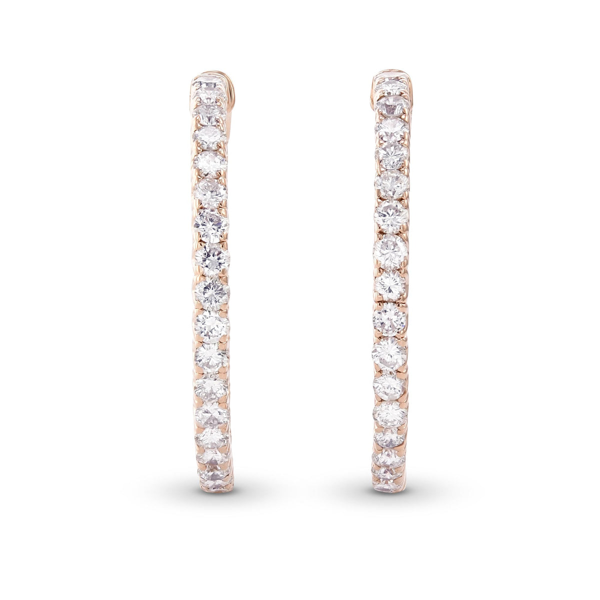 White Round Diamond Hoop Earrings