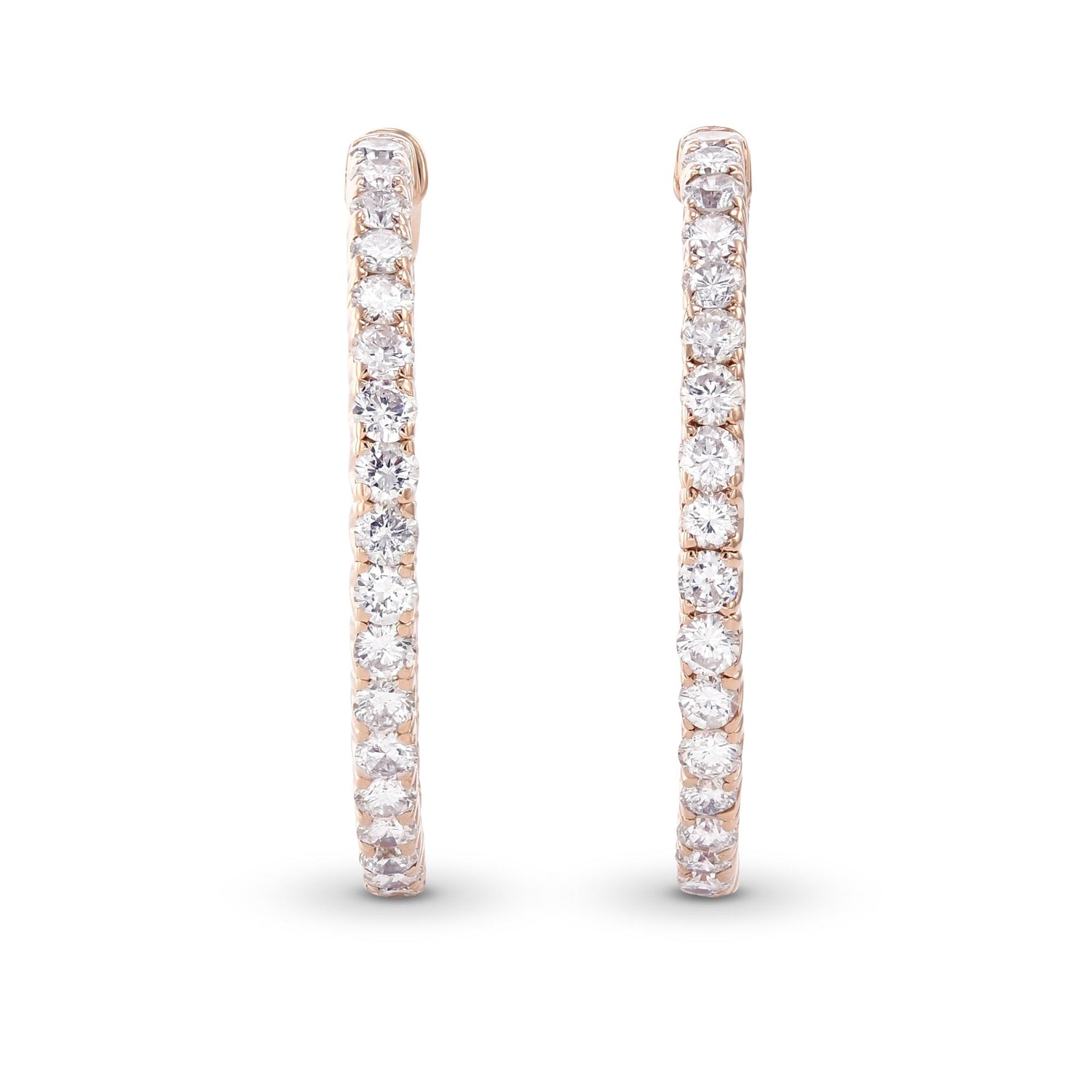 White Round Diamond Hoop Earrings