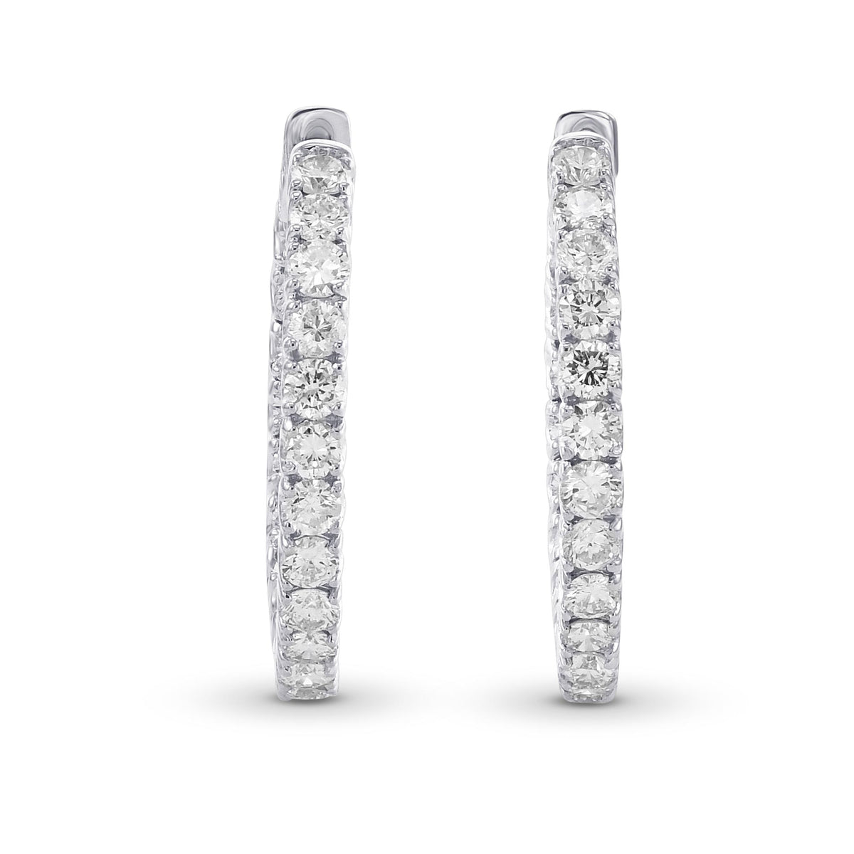 Round White Diamonds Hoop Earrings