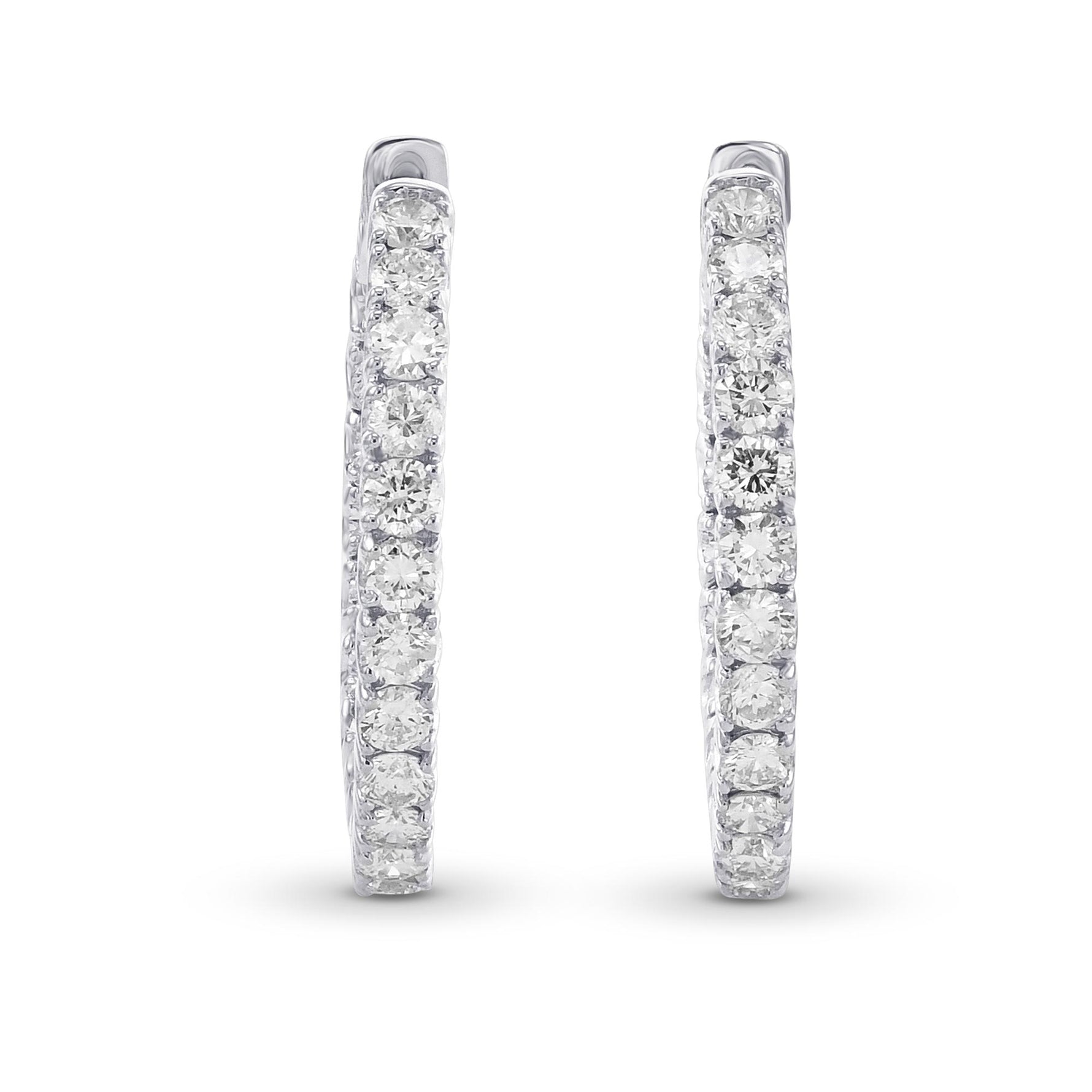 Round White Diamonds Hoop Earrings