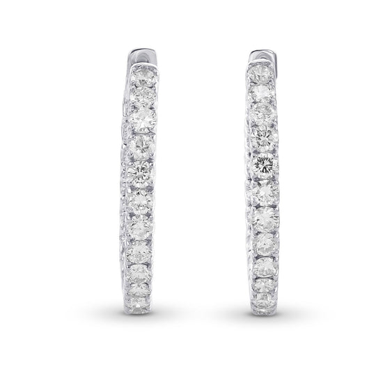 Round White Diamonds Hoop Earrings
