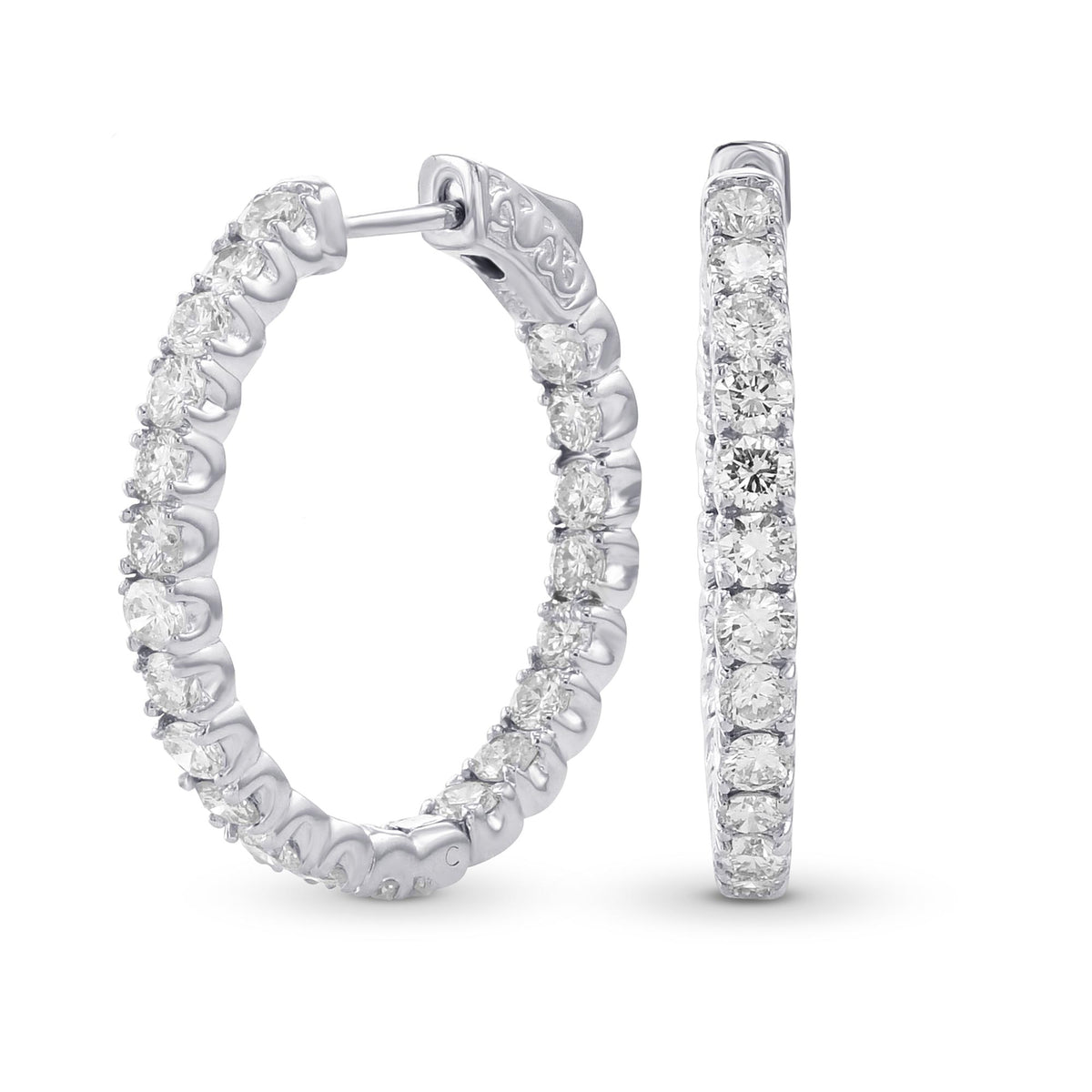 Round White Diamonds Hoop Earrings