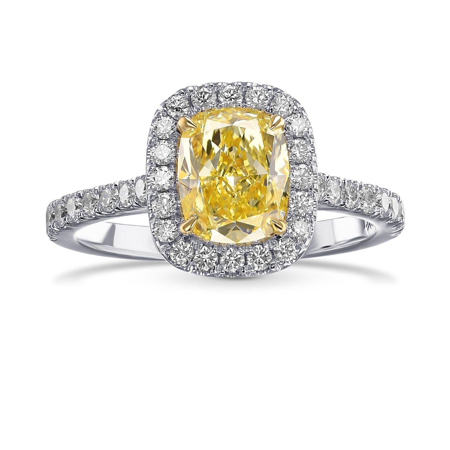 Fancy Yellow Cushion Halo Diamond Ring