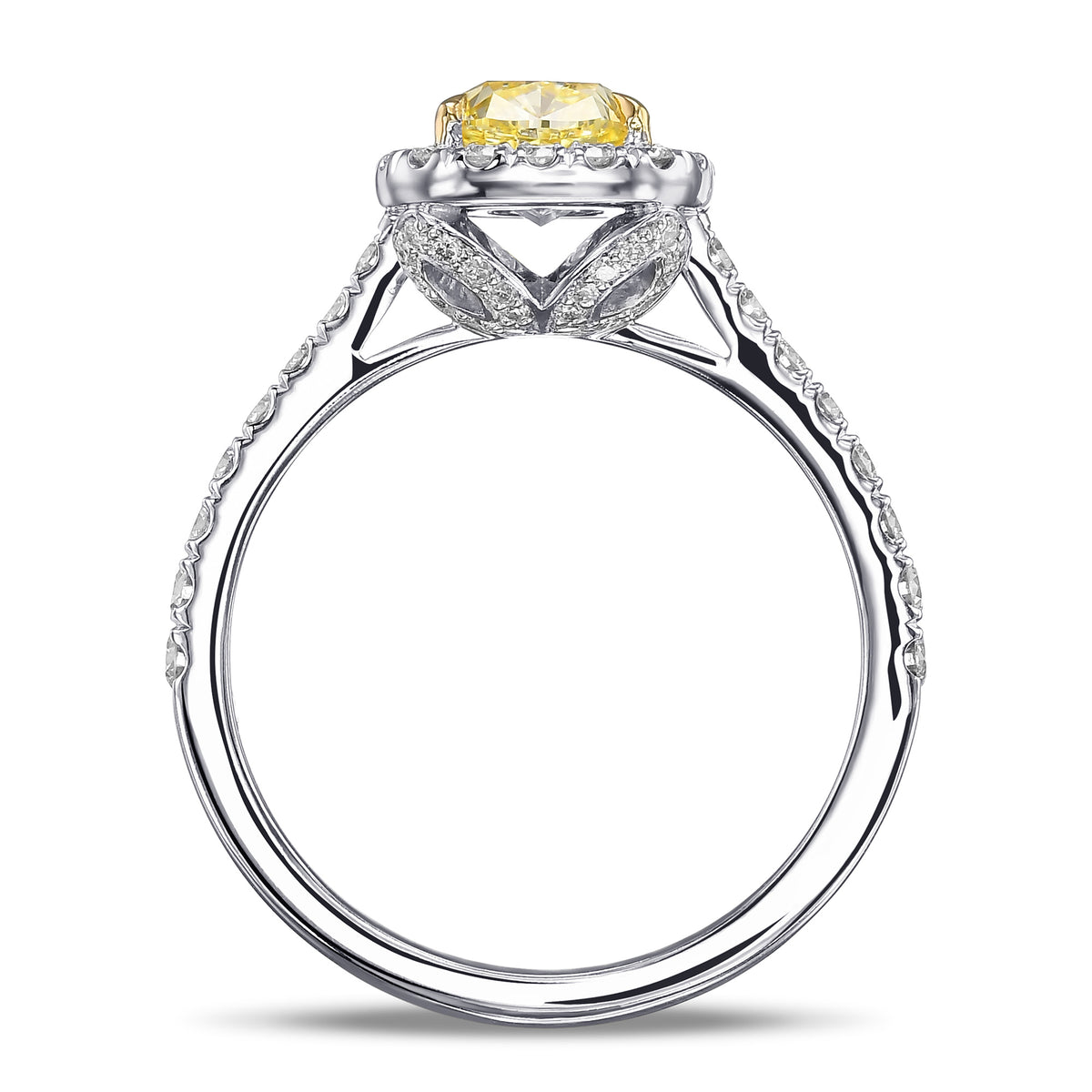 Fancy Yellow Cushion Halo Diamond Ring