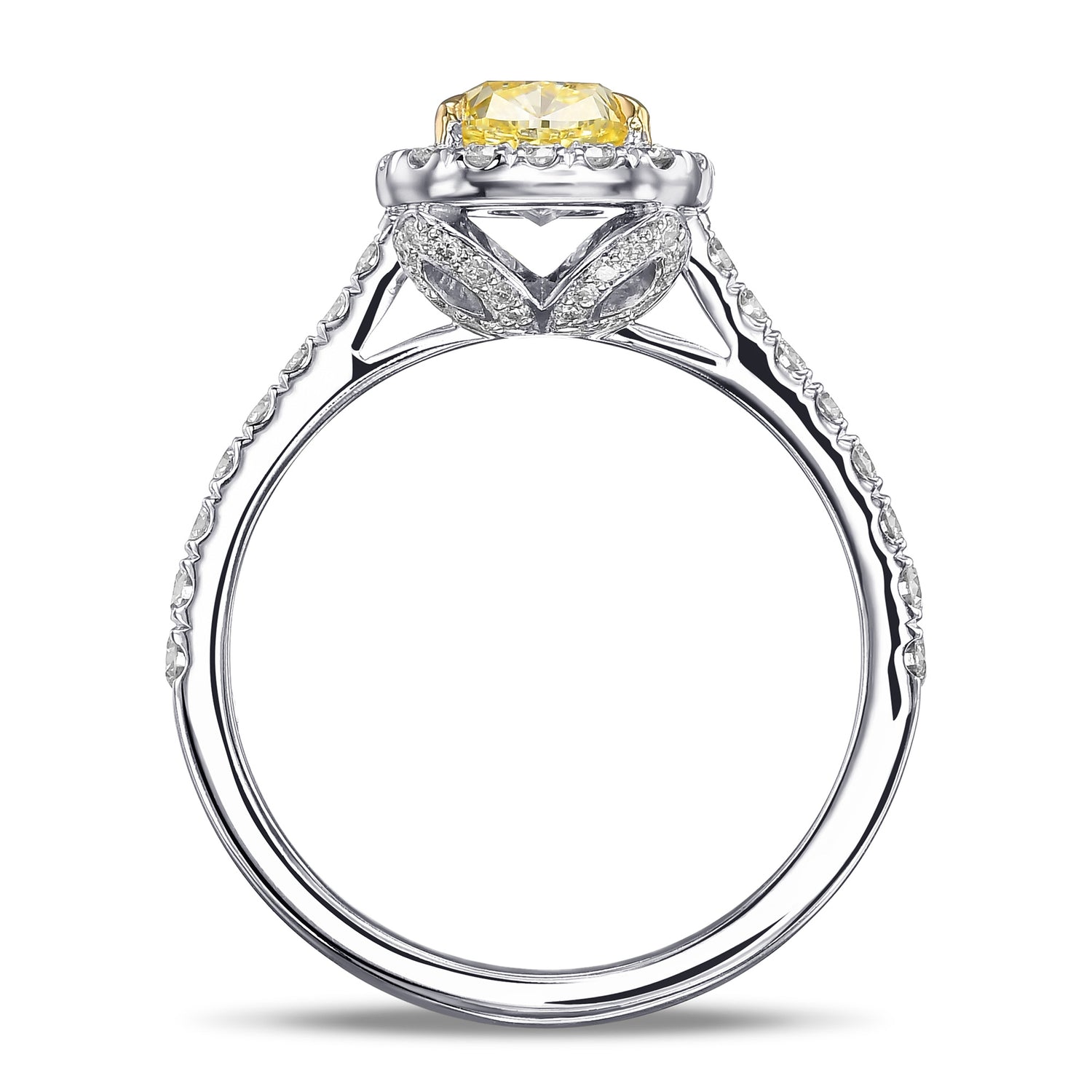 Fancy Yellow Cushion Halo Diamond Ring
