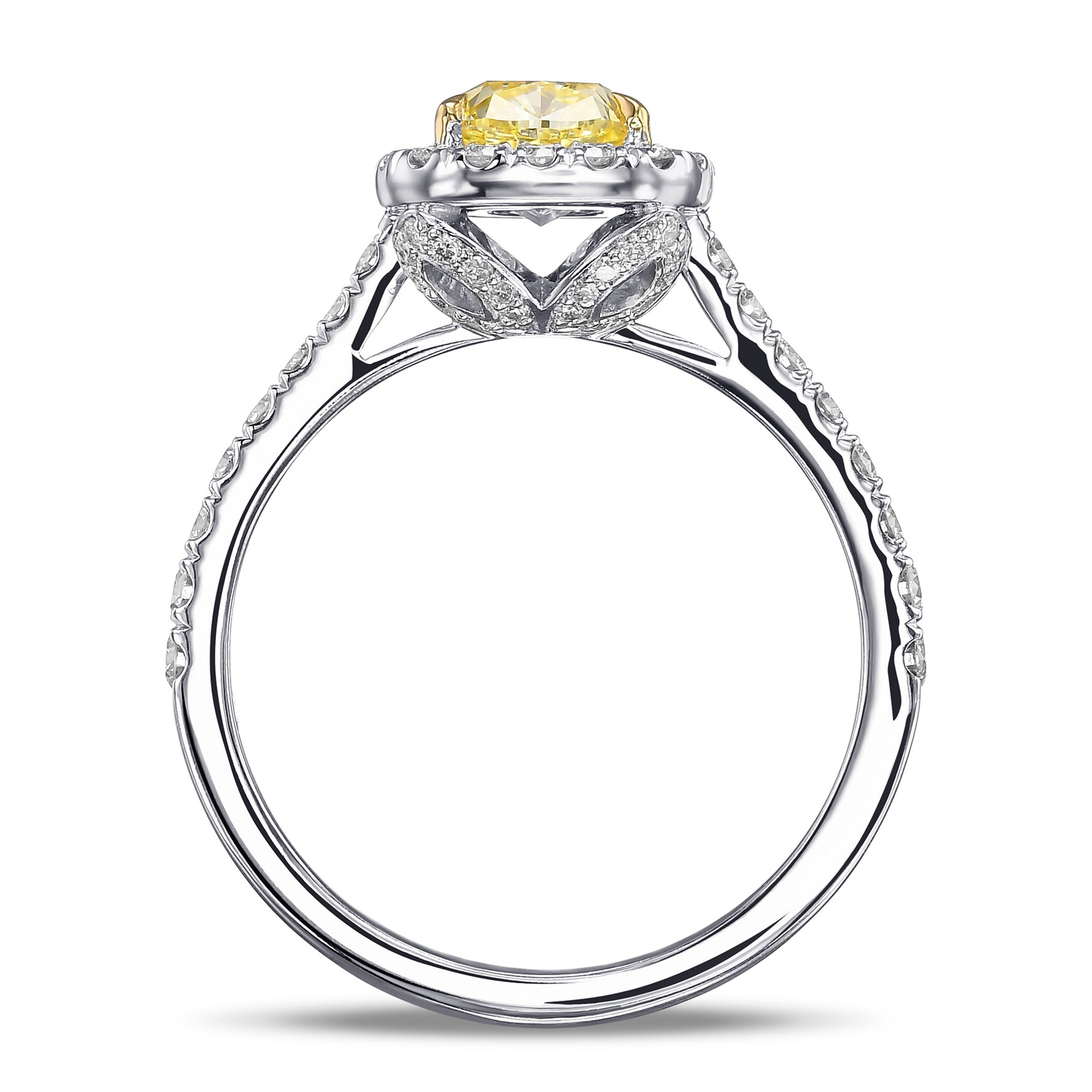 Fancy Yellow Cushion Halo Diamond Ring