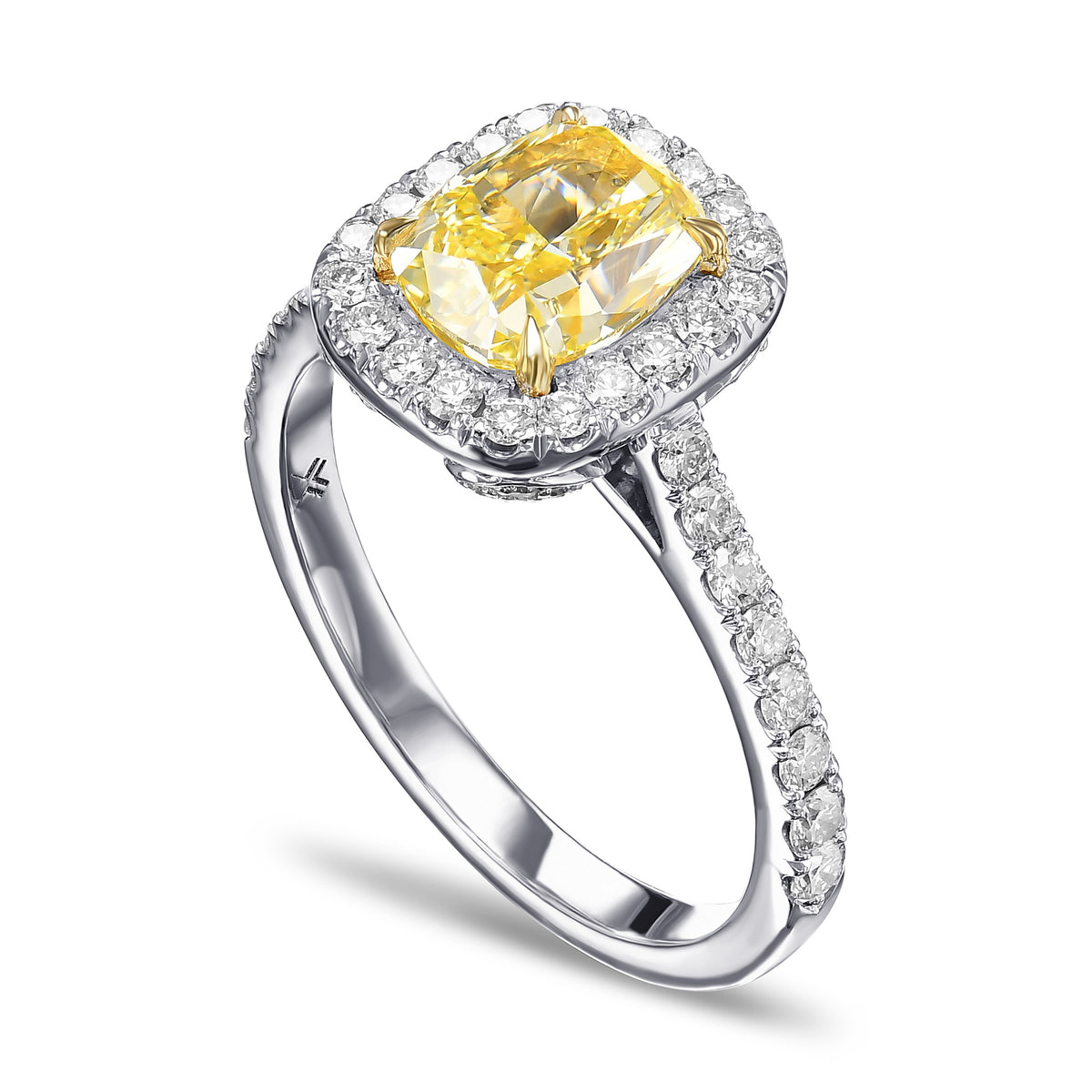 Fancy Yellow Cushion Halo Diamond Ring